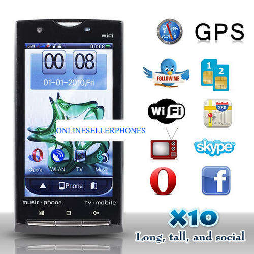 Star #X10 GPS Phone with WiFi, TV, Skype, MSN, Facebo, BLUETOOTH, MP3, BLACK COLOR SMART PHONE