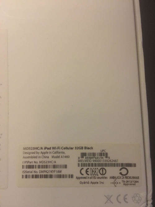 Apple iPad4 32gig Black WiFi + Cellular