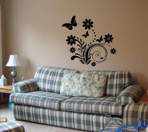 VINYL DECAL - TWIRLS DAIZIES BUTTERFLIES