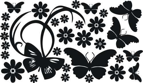 VINYL DECAL-BUTTERFLY FLOWERS