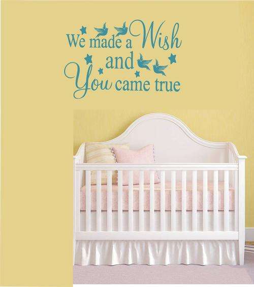 VINYL DECAL - WE MADE A WISH- BLUE OR LIGHT GREY