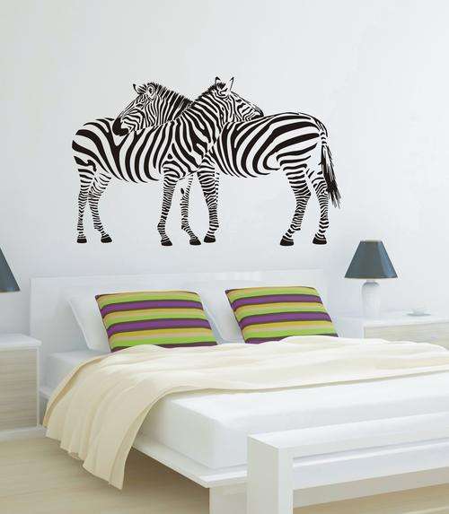 VINYL DECAL - 2 LOVING ZEBRAS- MATT BLACK