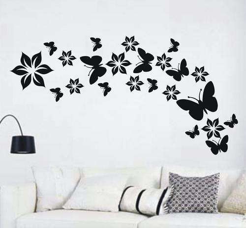 BUTTERFLY FLOWERS VINYL DECAL