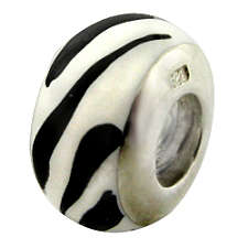 Authentic BIAGI Sterling Silver charm - Enamel:ZEBRA PATTERN - fits Pandora, Bacio, Troll