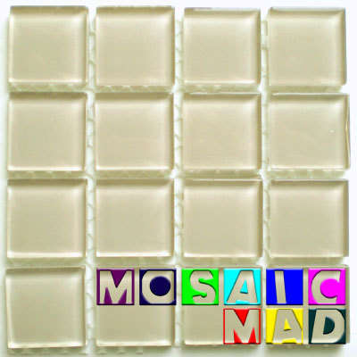 MOSAIC Crystal Glass Tiles: SOFT GREY 23mm x 23mm x 4mm