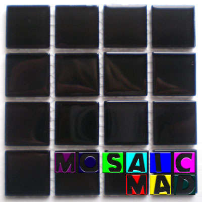 MOSAIC Crystal Glass Tiles: BLACK 23mm x 23mm