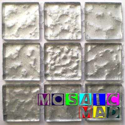 MOSAIC Crystal Glass Tiles: METALLIC SILVER 25mm x 25mm x 4mm