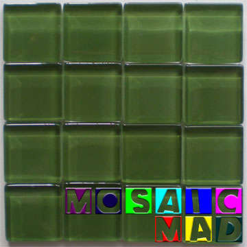 **SPECIAL** Crystal Glass Mosaic Tiles: FERN GREEN 23mm x 23mm x 4mm
