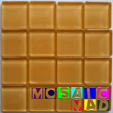 **SPECIAL** Crystal Glass Mosaic Tiles: MUSTARD 23mm x 23mm x 4mm