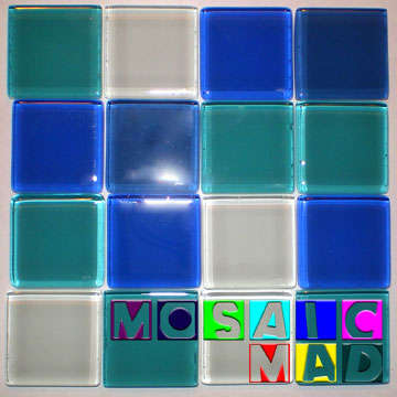 **SPECIAL** 16 Crystal Glass Mosaic Tiles: MIXED OCEAN 23mm x 23mm x 4mm