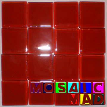 **SPECIAL** 16 Crystal Glass Mosaic Tiles: CARMINE RED 23mm x 23mm x 4mm