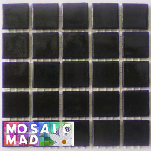 25 Riverglass Mosaic Tiles: CLEAR BLACK 20mm x 20mm x 4mm