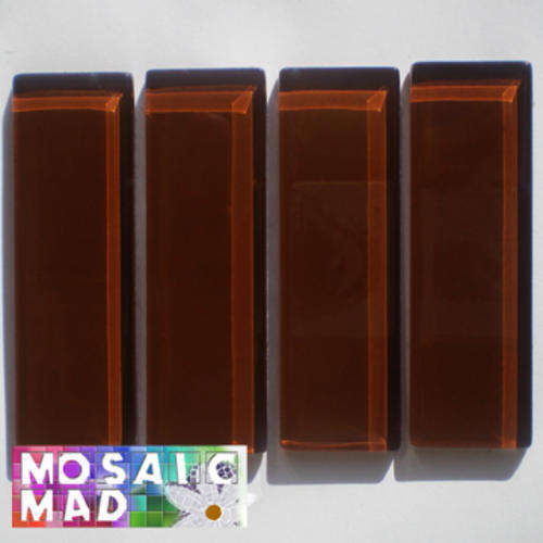 **SPECIAL** 4 Crystal Glass Mosaic Tiles: CHOCOLATE BROWN 73mm x 23mm x 4mm