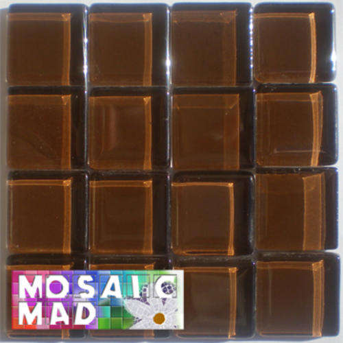 **SPECIAL** 16 Crystal Glass Mosaic Tiles: CHOCOLATE 23mm x 23mm x 4mm