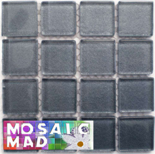 16 Crystal Glass Mosaic Tiles: METALLIC SLATE GREY 23mm x 23mm x 4mm