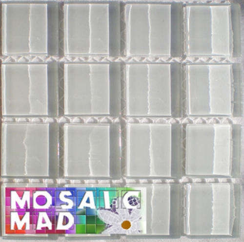 16 Crystal Glass Mosaic Tiles: WHITE 23mm x 23mm x 4mm