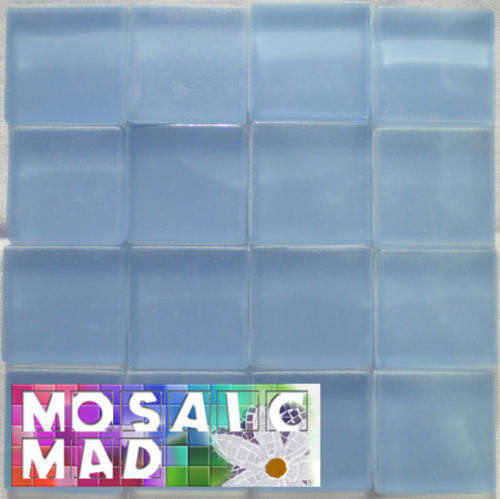 **SPECIAL** 16 Crystal Glass Mosaic Tiles: FROSTED PALE BLUE 23mm x 23mm x 4mm