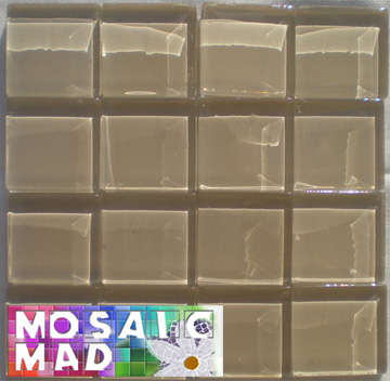 **SPECIAL** 16 Crystal Glass Mosaic Tiles: GREY-BEIGE 23mm x 23mm x 4mm