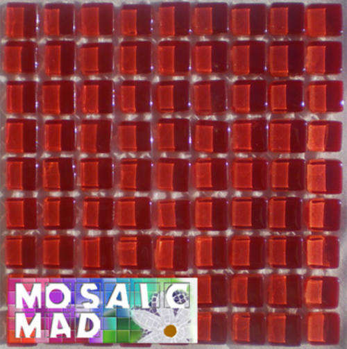 *81* Crystal Glass Mosaic Tiles: METALLIC RED 10mm x 10mm x 4mm