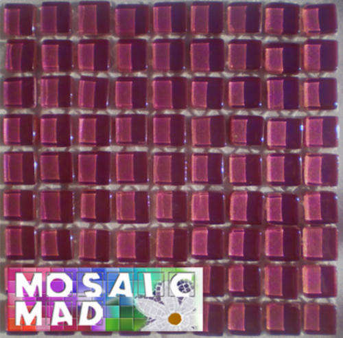*81* Crystal Glass Mosaic Tiles: METALLIC PLUM 10mm x 10mm x 4mm