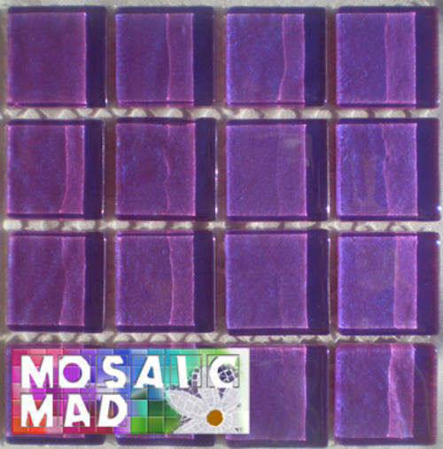 16 Crystal Glass Mosaic Tiles: METALLIC PURPLE 23mm x 23mm x 4mm