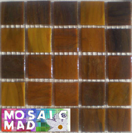 25 Riverglass Mosaic Tiles: TIGER'S EYE 20mm x 20mm