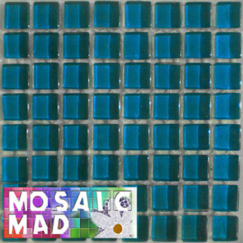 *64* Crystal Glass Mosaic Tiles: DEEP BLUE 10mm x 10mm x 4mm