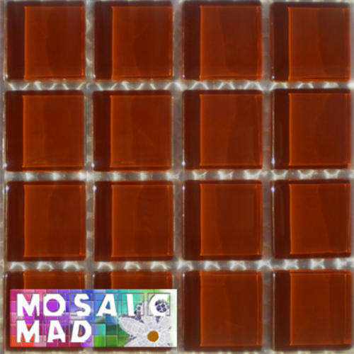 16 Crystal Glass Mosaic Tiles: AUBURN 23mm x 23mm x 4mm