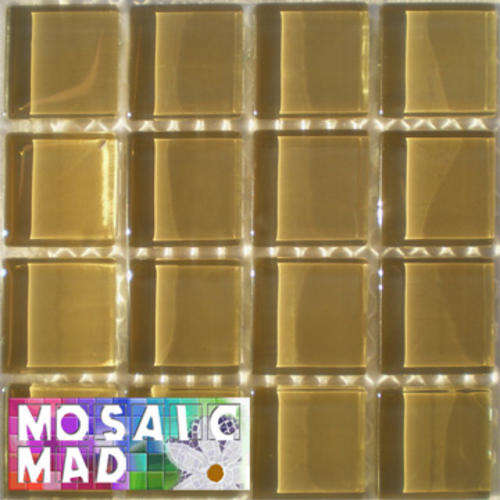 16 Crystal Glass Mosaic Tiles: NATURAL HESSIAN 23mm x 23mm x 4mm