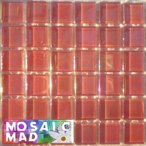 36 Crystal Glass Mosaic Tiles: MAGIC REFLECTIVE SUGARED PLUM (PINK) 15mm x 15mm x 4mm
