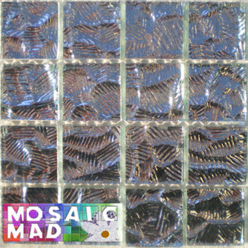 16 Crystal Glass Mosaic Tiles: SILVER RIPPLE 25mm x 25mm x 4mm