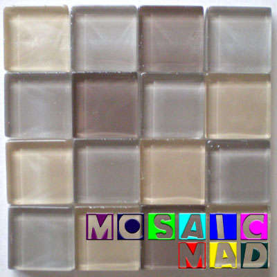 **SPECIAL** 16 Crystal Glass Mosaic Tiles: MIXED EARTH 23mm x 23mm x 4mm