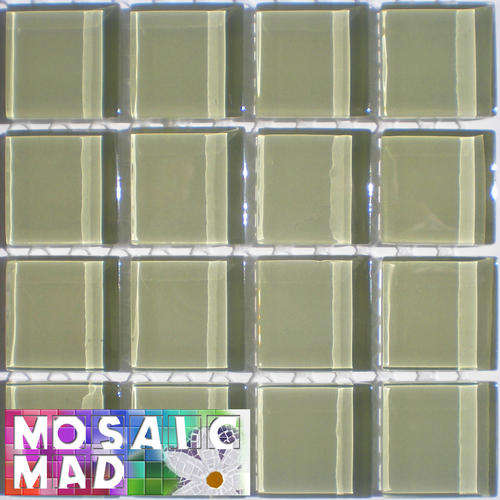 16 Crystal Glass Mosaic Tiles: SPRING GREEN 23mm x 23mm x 4mm