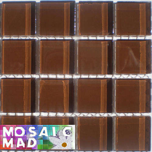 16 Crystal Glass Mosaic Tiles: CHESTNUT 23mm x 23mm x 4mm