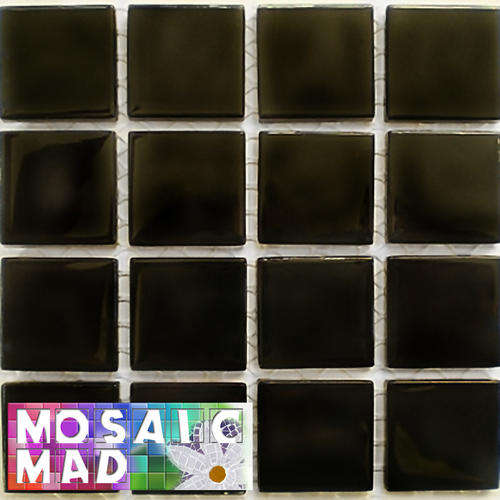 16 Crystal Glass Mosaic Tiles: BLACK 23mm x 23mm x 4mm