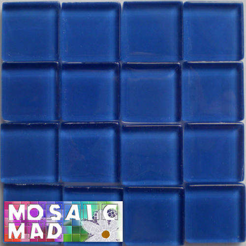 **SPECIAL** 16 Crystal Glass Mosaic Tiles: CALETA BLUE 23mm x 23mm x 4mm