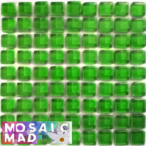 *81* Crystal Glass Mosaic Tiles: METALLIC GREEN 10mm x 10mm x 4mm