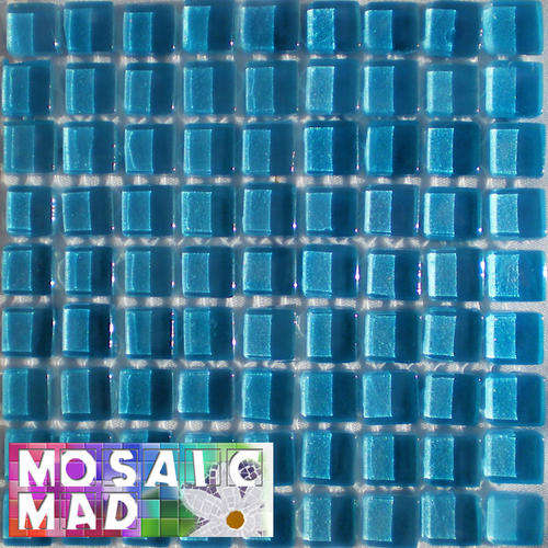 *81* Crystal Glass Mosaic Tiles: METALLIC SEA BLUE 10mm x 10mm x 4mm