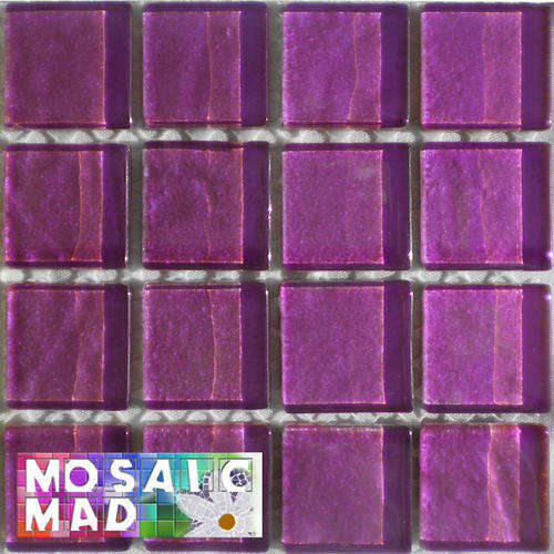 16 Crystal Glass Mosaic Tiles: METALLIC PINK 23mm x 23mm x 4mm