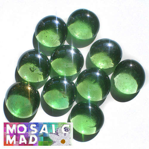 10 Crystal Glass Mosaic Tile Pebbles: GREEN 15mm