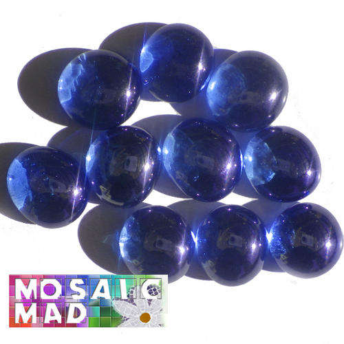10 Crystal Glass Mosaic Tile Pebbles: ROYAL BLUE 15mm