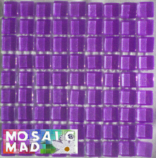 *81* Crystal Glass Mosaic Tiles: METALLIC PURPLE 10mm x 10mm x 4mm
