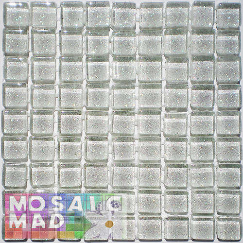 ***SALE!!!*** *81* Crystal Glass Mosaic Tiles: WHITE GLITTER 10mm x 10mm x 4mm