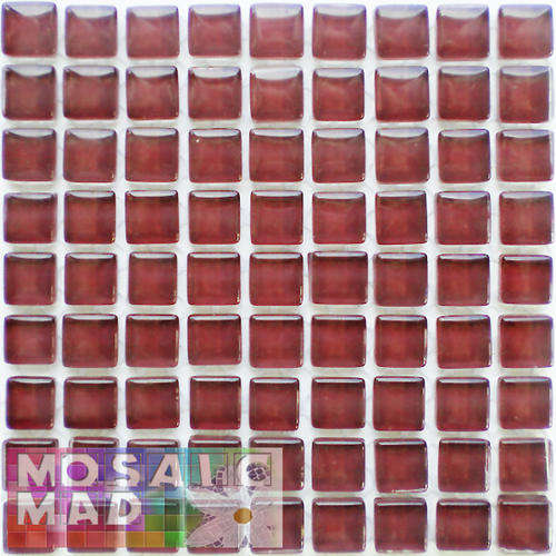 *81* Crystal Glass Mosaic Tiles: BURGUNDY 10mm x 10mm x 4mm