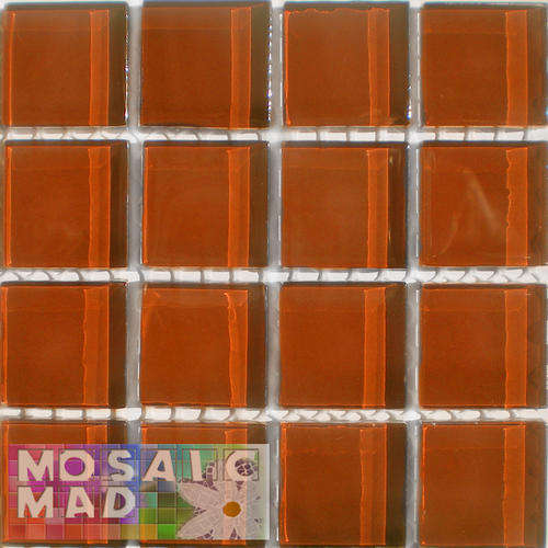 16 Crystal Glass Mosaic Tiles: AUBURN 23mm x 23mm x 4mm