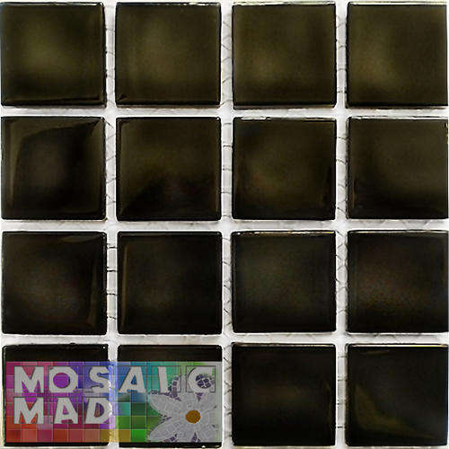 16 Crystal Glass Mosaic Tiles: BLACK 23mm x 23mm x 4mm