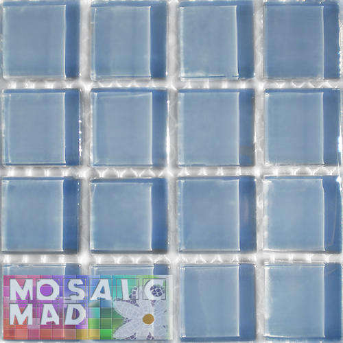 16 Crystal Glass Mosaic Tiles: BABY BLUE 23mm x 23mm x 4mm