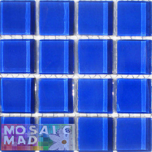 16 Crystal Glass Mosaic Tiles: ROYAL BLUE 23mm x 23mm x 4mm