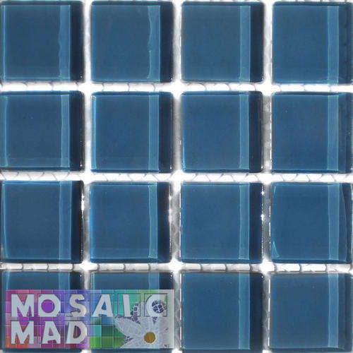 16 Crystal Glass Mosaic Tiles: CALETA BLUE 23mm x 23mm x 4mm