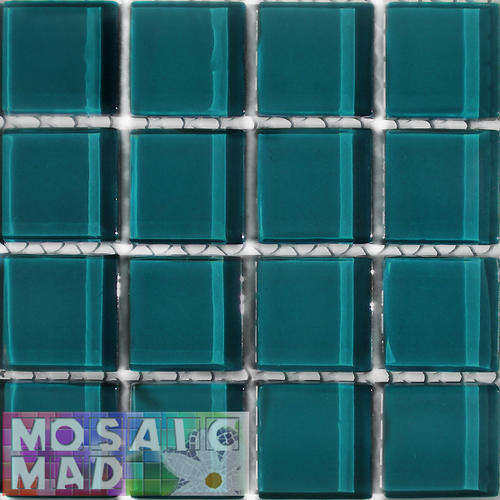 16 Crystal Glass Mosaic Tiles: TURQUOISE 23mm x 23mm x 4mm